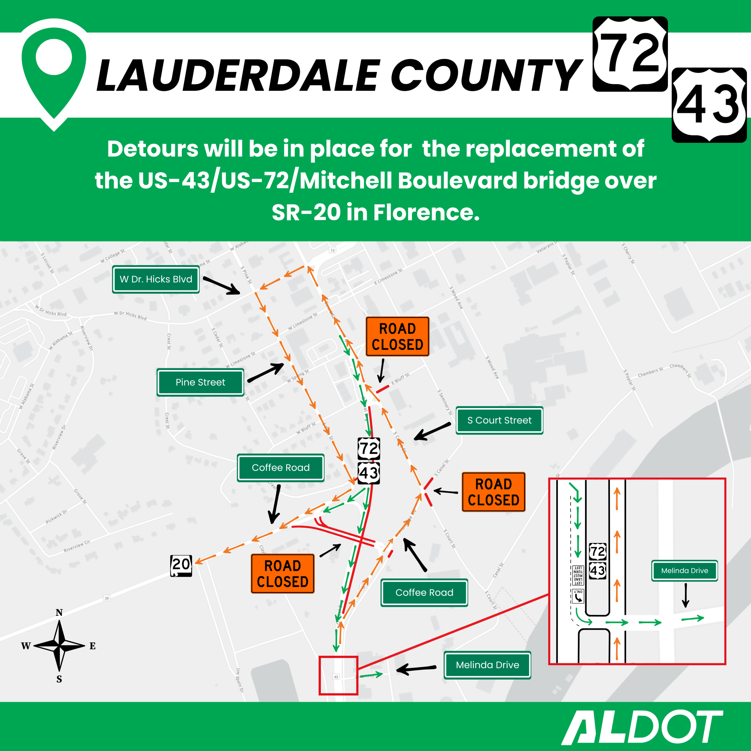 Northbound detour for Mitchell Boulevard bridge to start - ALDOT